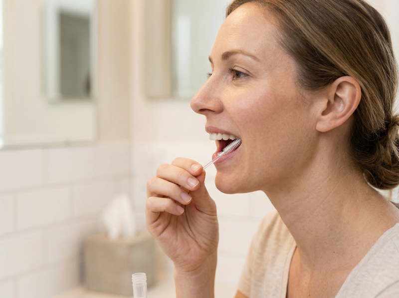 Esecuzione del tampone buccale — movimenti circolari sulla parte interna della guancia